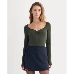 NWT Everlane Women's Sweetheart-Neck Top in Butterluxe in Dark Green size XL